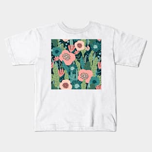 Green Floral Jungle Print Kids T-Shirt